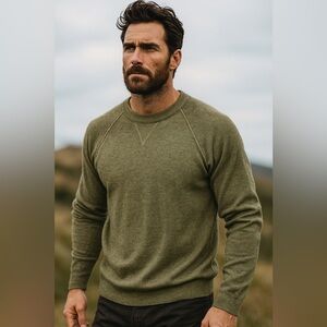 NWT Pendleton Men's Medium Merino Wool Olive Sweater Lightweight